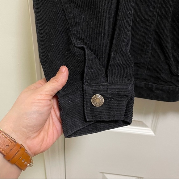 Denim & Co Black corduroy  Trucker Jacket 100% Cotton XL - Picture 7 of 7